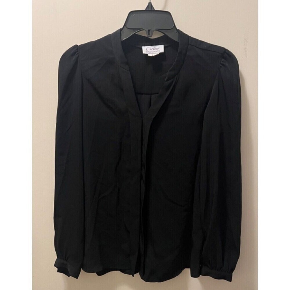 Cartier Uniformes Women's Black Puff Shoulder Blouse Size 32
